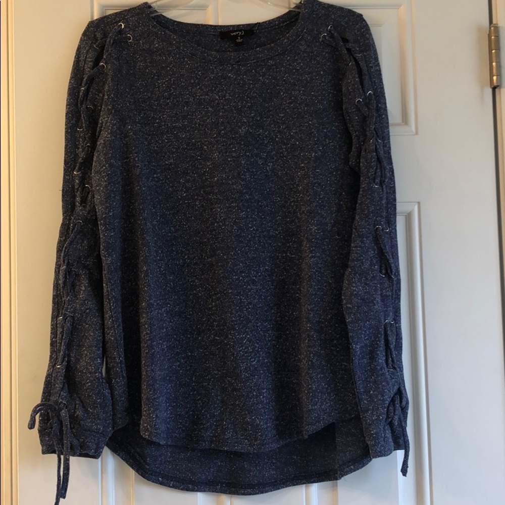 🍁New Lace Up Long Sleeve Top Sz S - Picture 1 of 6